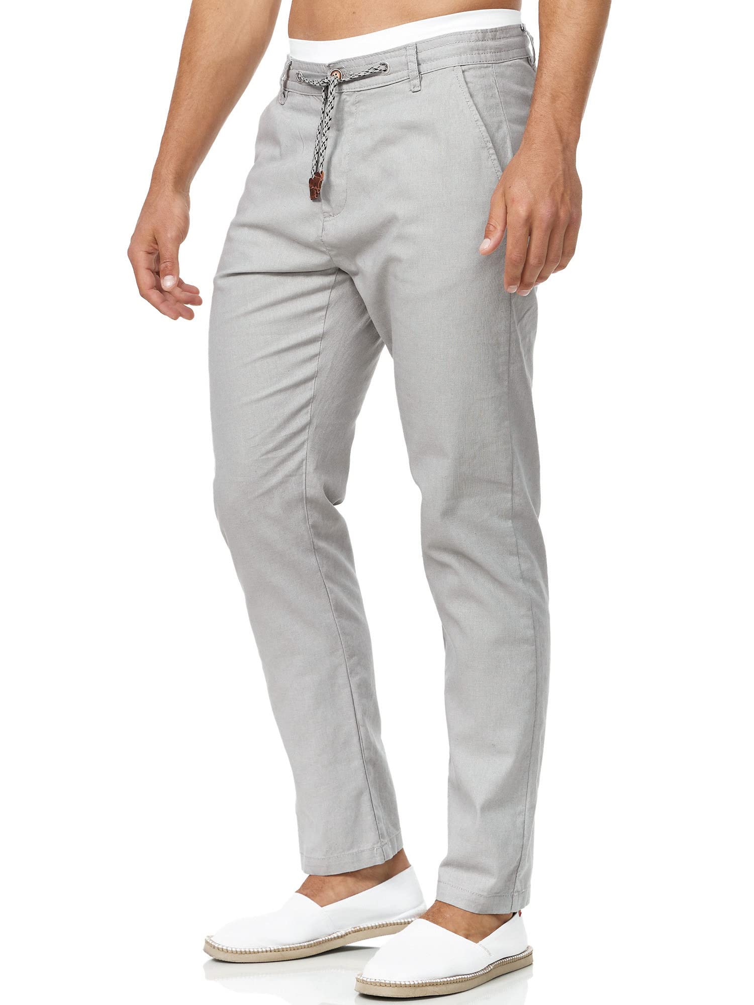 Indicode Hombres Veneto Pantalón de Tela de Lino y algodón