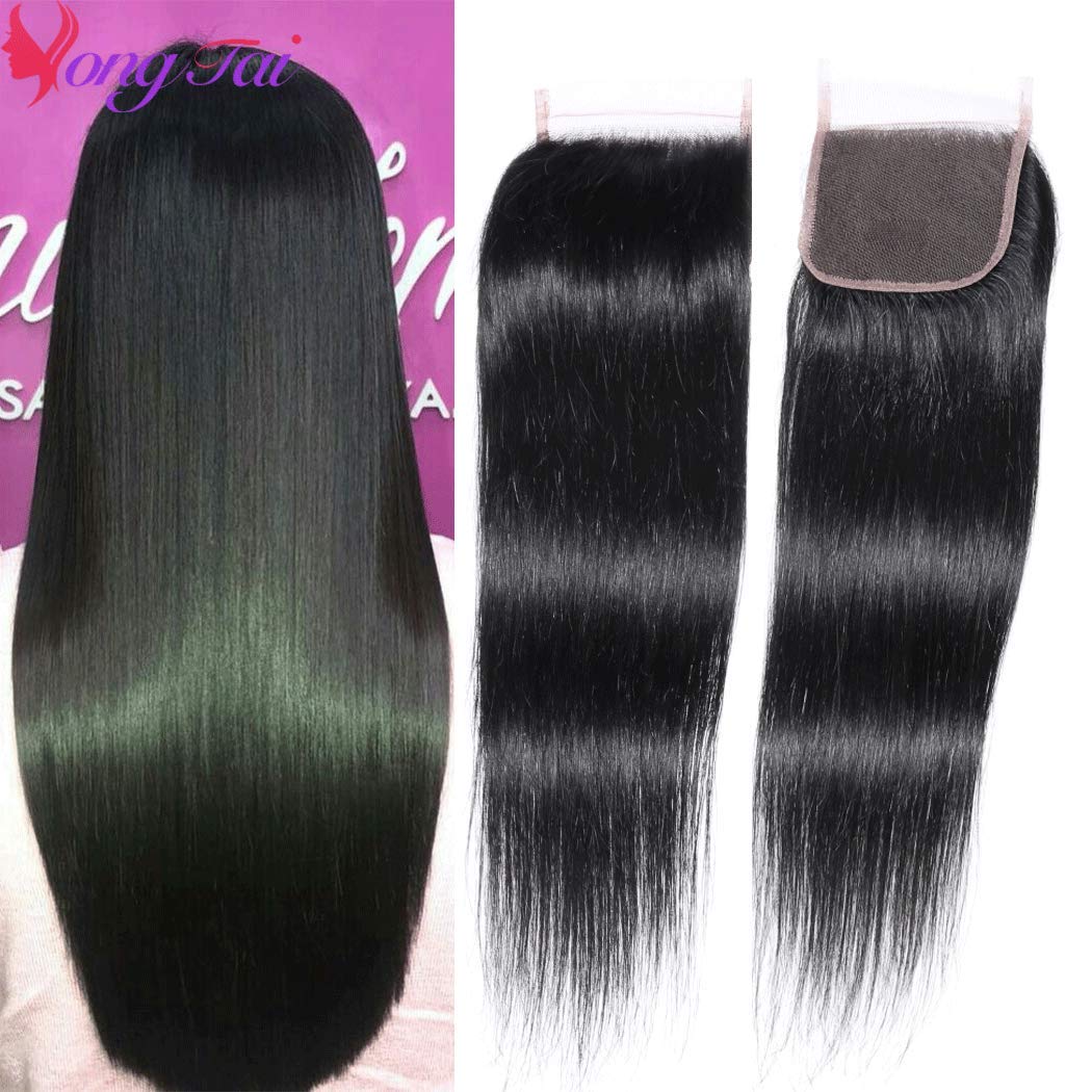 Straight Lace Closure 9A Malaysian Virgin Human Hair 20 Inch 5x5 Straight Free Part Lace Closure Unprocessed 1B Color Straight Hair Weave