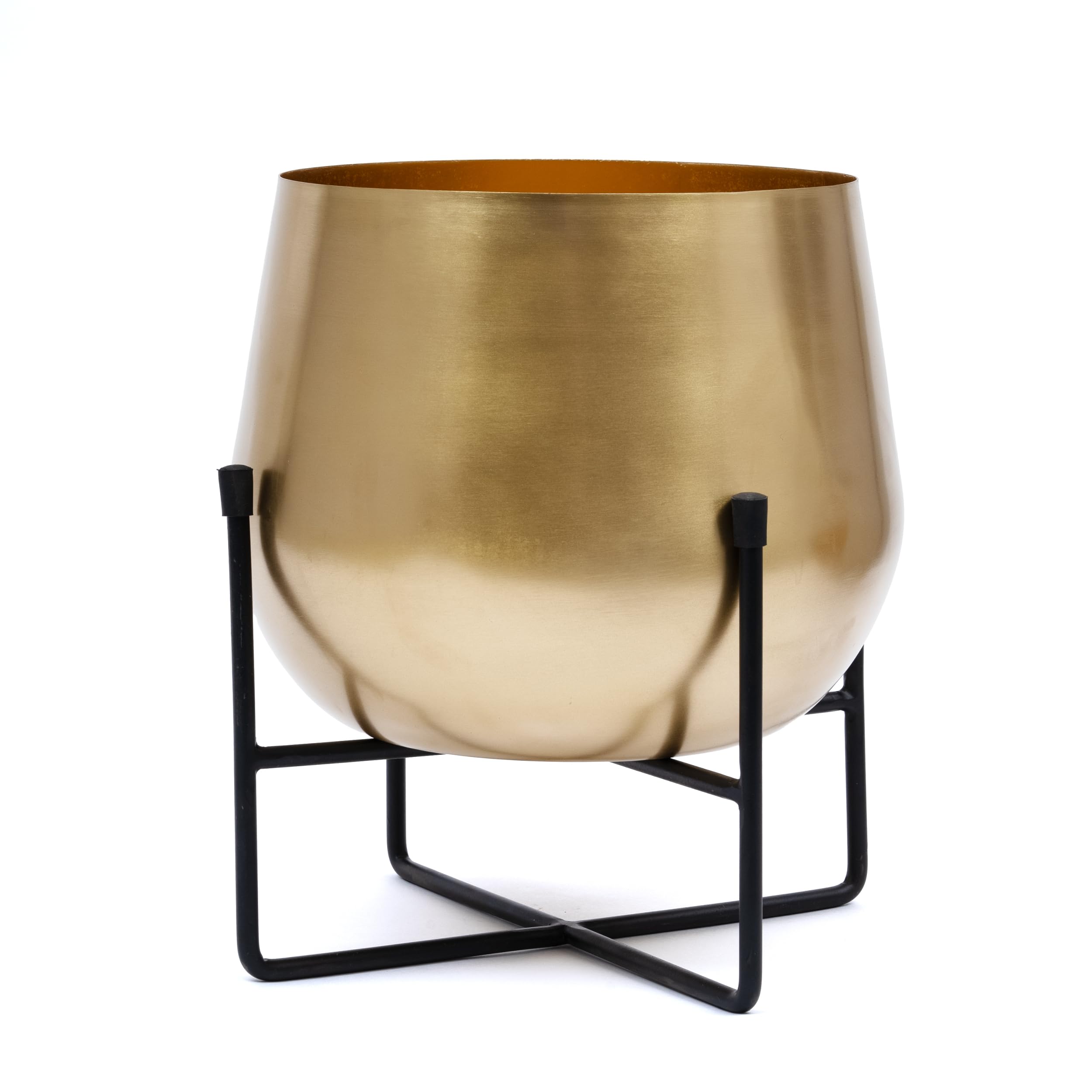 Olly & Rose XL Gold Plant Stand with Plant Pot 28cm 11 Inch - Metal Plant Pots Indoor Planter Large Flower Pot…