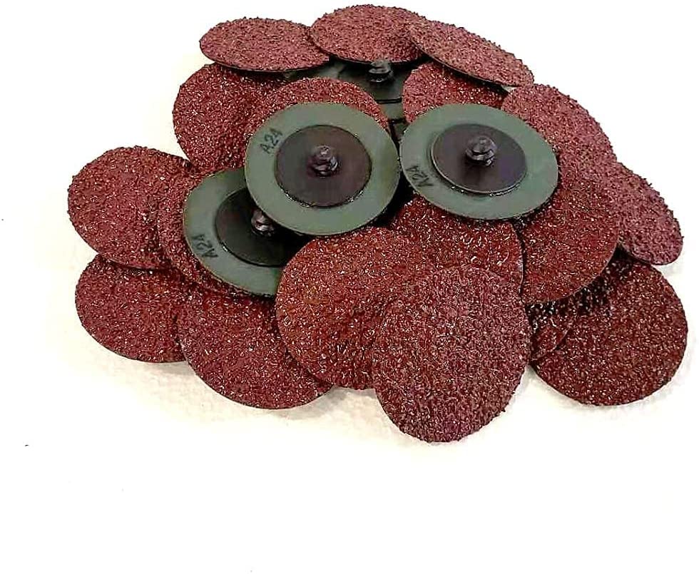 25PACK - 2" Roll Lock Quick Change Resin Fiber Sanding & Grinding Discs, Grit 24#, Type R Male