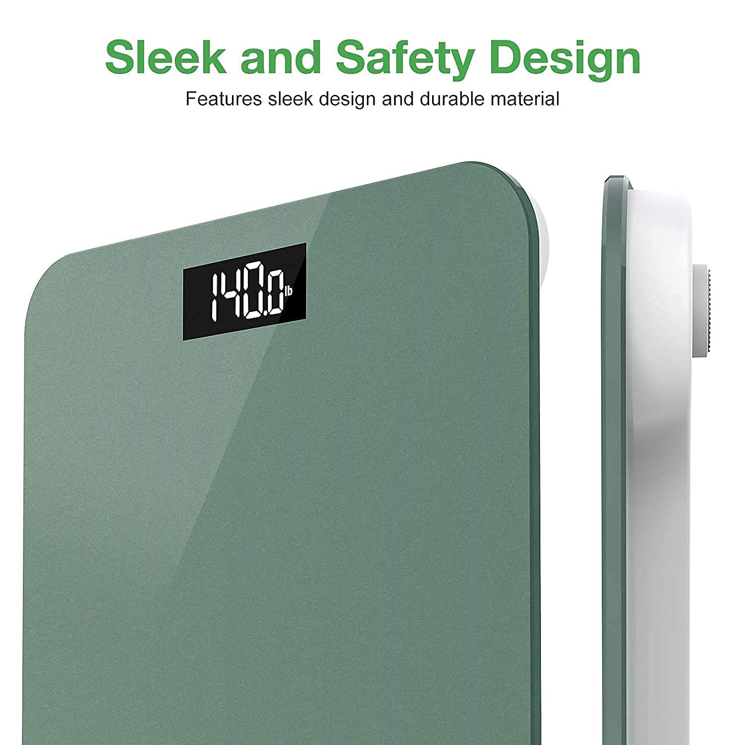 1 BY ONE Digital Body Weight Scale, Bathroom Weighing Scale for People with Large LED Display, 400 lbs,Tape Measure and Batteries Included