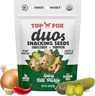 Top Fox Snacks Spicy Dill Pickle Sunflower Seeds and Pumpkin Seeds to Eat Duo (4 oz, Pack of 6) – Keto Friendly Snacks, Gluten Free Snacks, Protein Snacks, Keto Snacks, Paleo, & Vegan - Organic