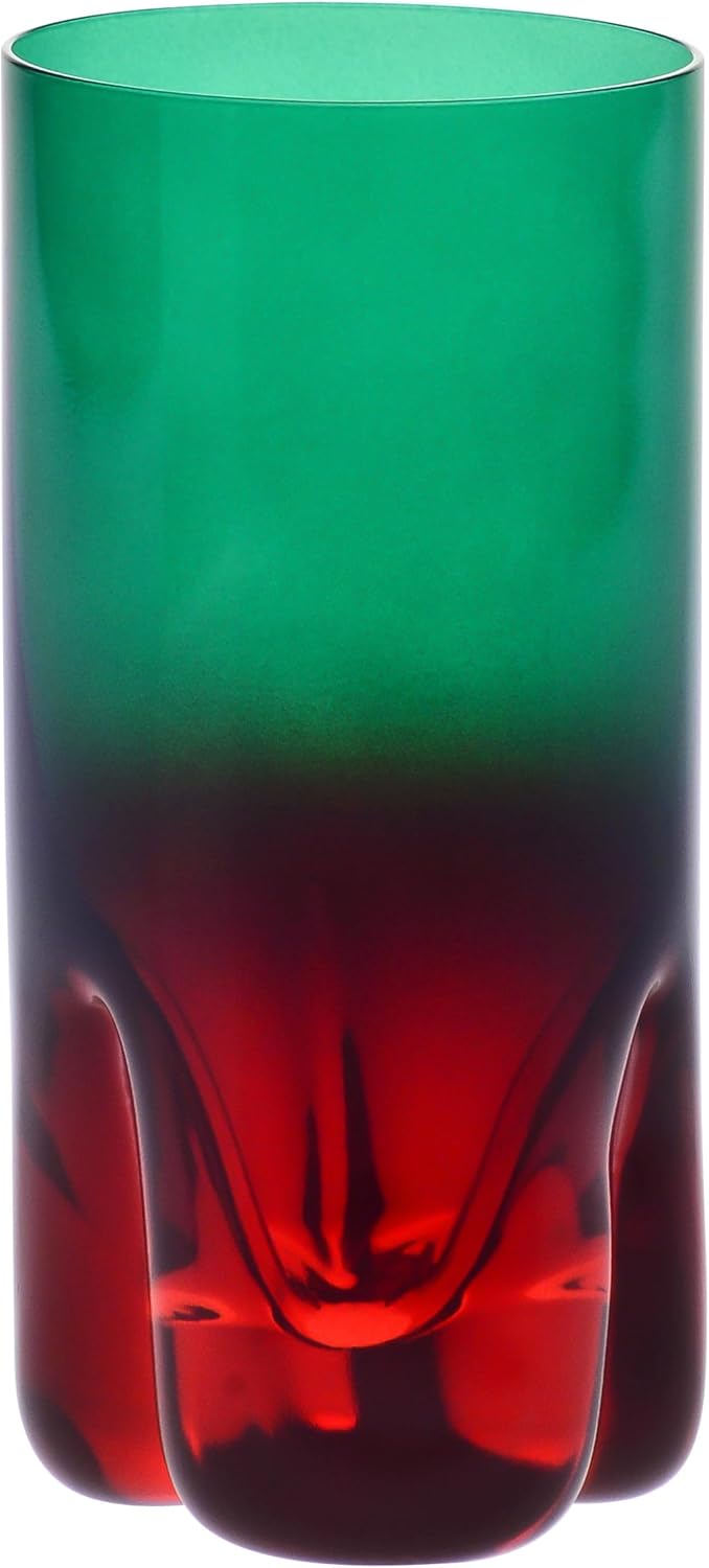 Krosno – Drinking Glasses for Water, Juice & Long Drinks 300 ml – Set of 6 in Unique Colours – Aurora Collection – Lead-Free Crystal – Hand-Painted