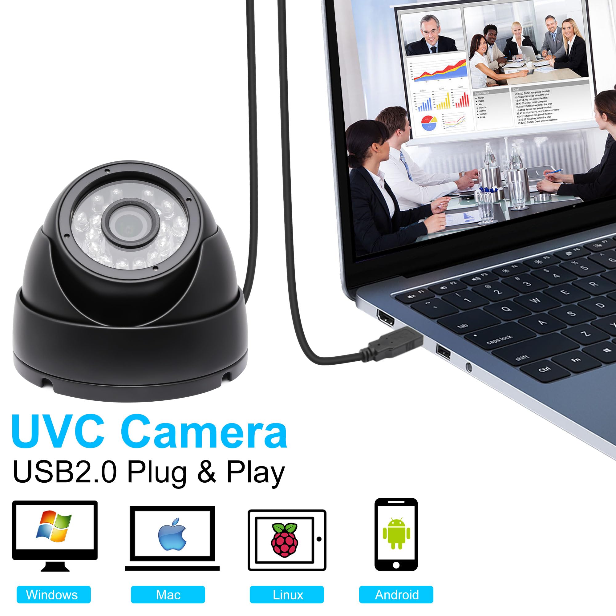WQY 1080P Webcam, Autofokus mit Mikrofon