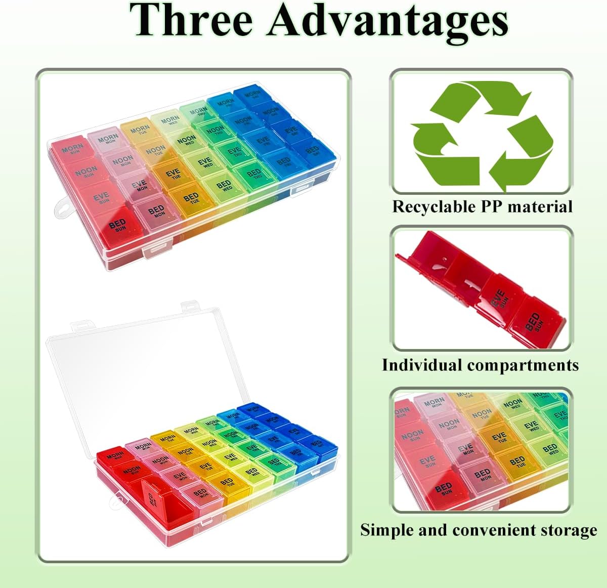 6 Pack Pill Organizer Monthly Weekly Pill Organizer 4 Times a Day XL Large Pills Organizer 7 Day Pills Organizers 4 Times a Day