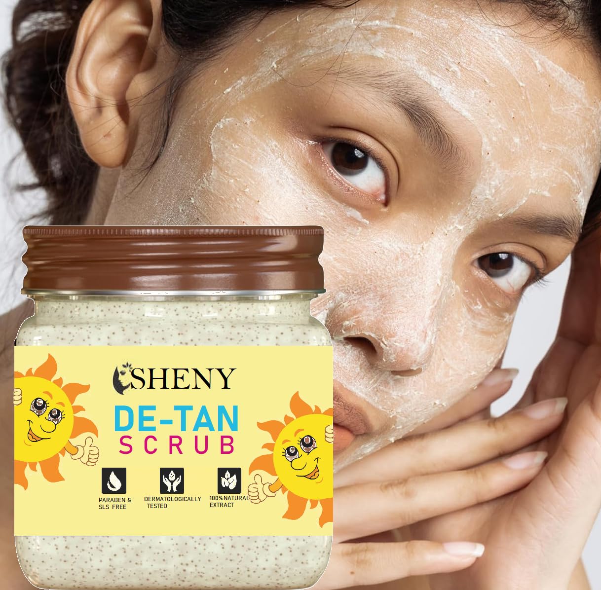 SHENY De-Tan Scrub, Paraben & SLS Free, Professional Style De-Tan Face and Body Scrub for Effective Daily Tan Removal and Deep Pore Cleansing for All Skin Types atural Extract-picture-29