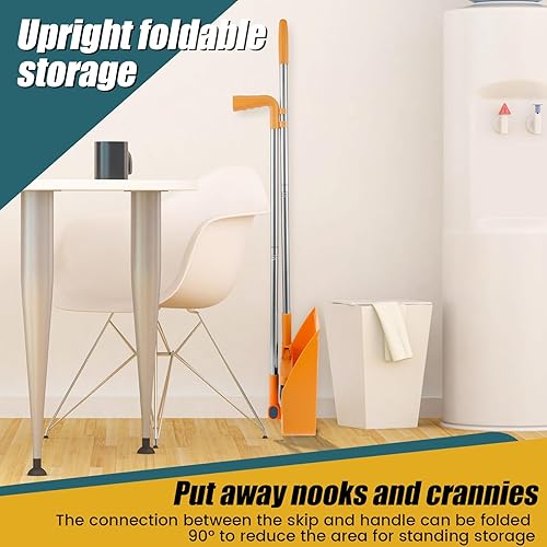 Miniatura 5 de Juego de escoba y recogedor para el hogar, combo de escoba giratoria de 180, sartenes de pie con mango largo, escoba y recogedor para limpieza de