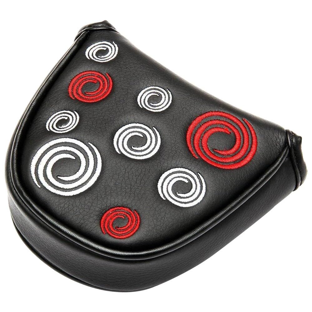 Golf putter head cover, Premium mallet putter headcover with Circle Embroidery, Premium Magnetic Closure Half Round, PU Leather Fit for Ody- ssey Putter Covers (black)