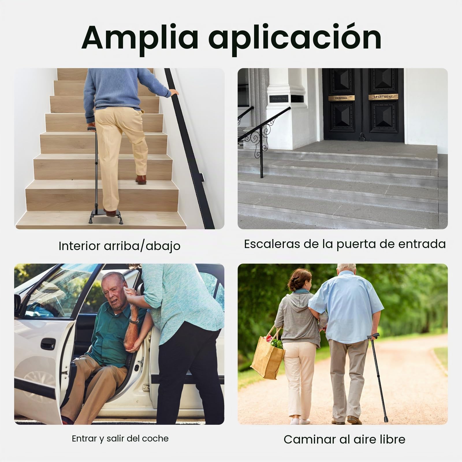 Bastón para escaleras 2 en 1, para personas con discapacidad, para personas mayores con discapacidad, para subir y bajar escaleras o peldaños, bastones ajustables