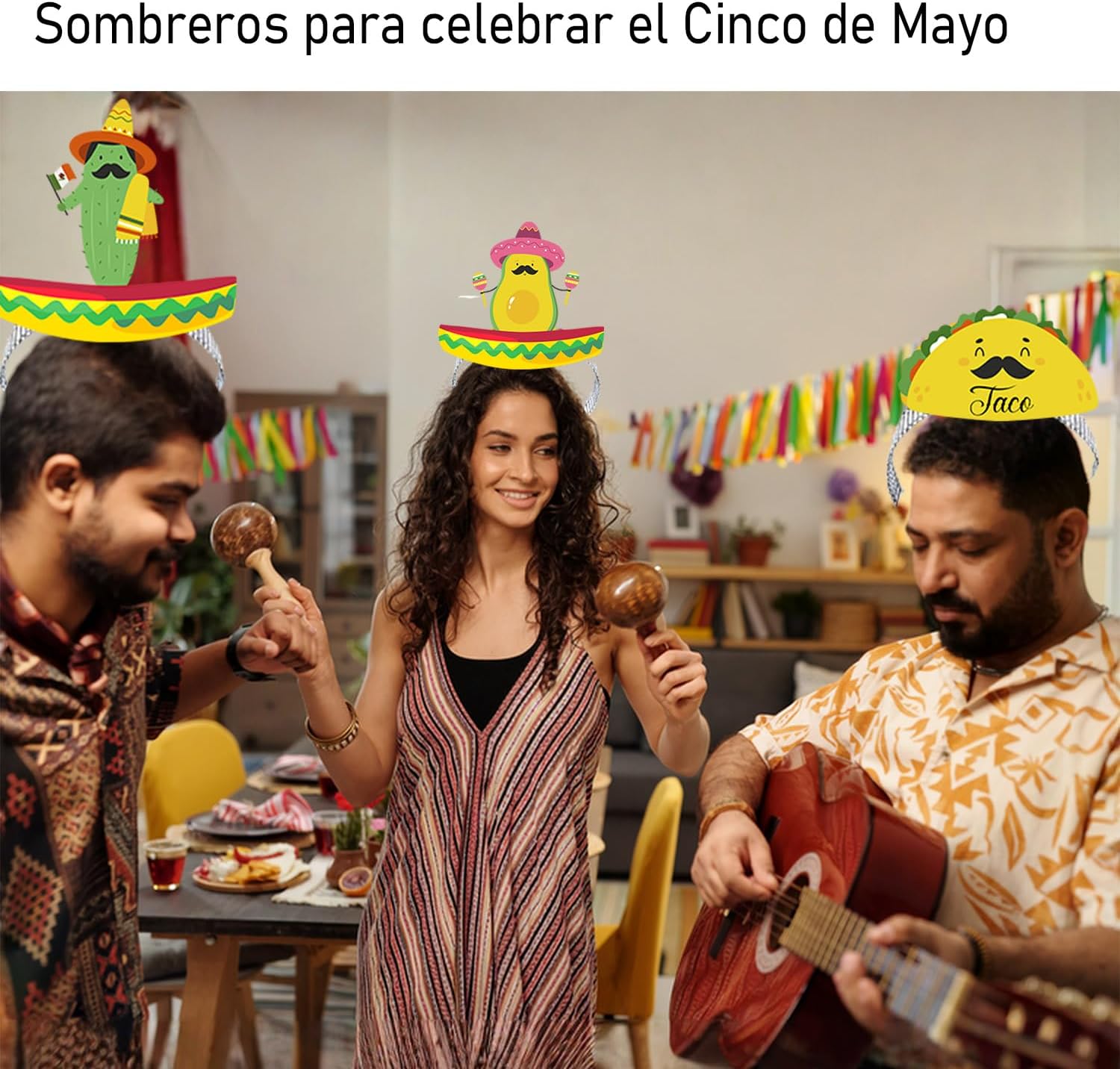 Sombrero Party Hats, Mexican Colorful Cardboard Party Hats for Cinco de Mayo, Fiesta Celebrations