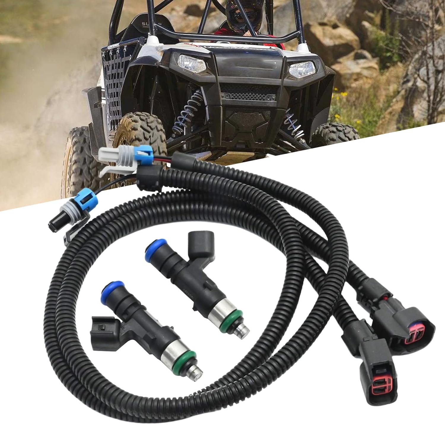 2Pcs 0280158197 Fuel Injector Harness, Replacement for Polaris RZR 800 2011-2014 Replacement for Polaris RZR S 800 2011-2014, Replaces 1204318 1204319