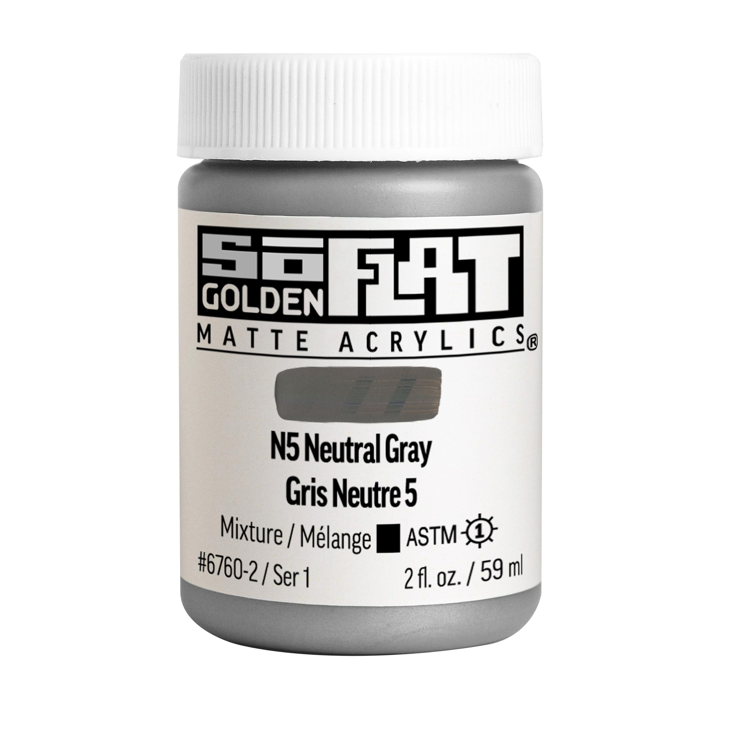 Golden : SoFlat : Matte Acrylic Paint : 59ml : N5 Neutral Gray