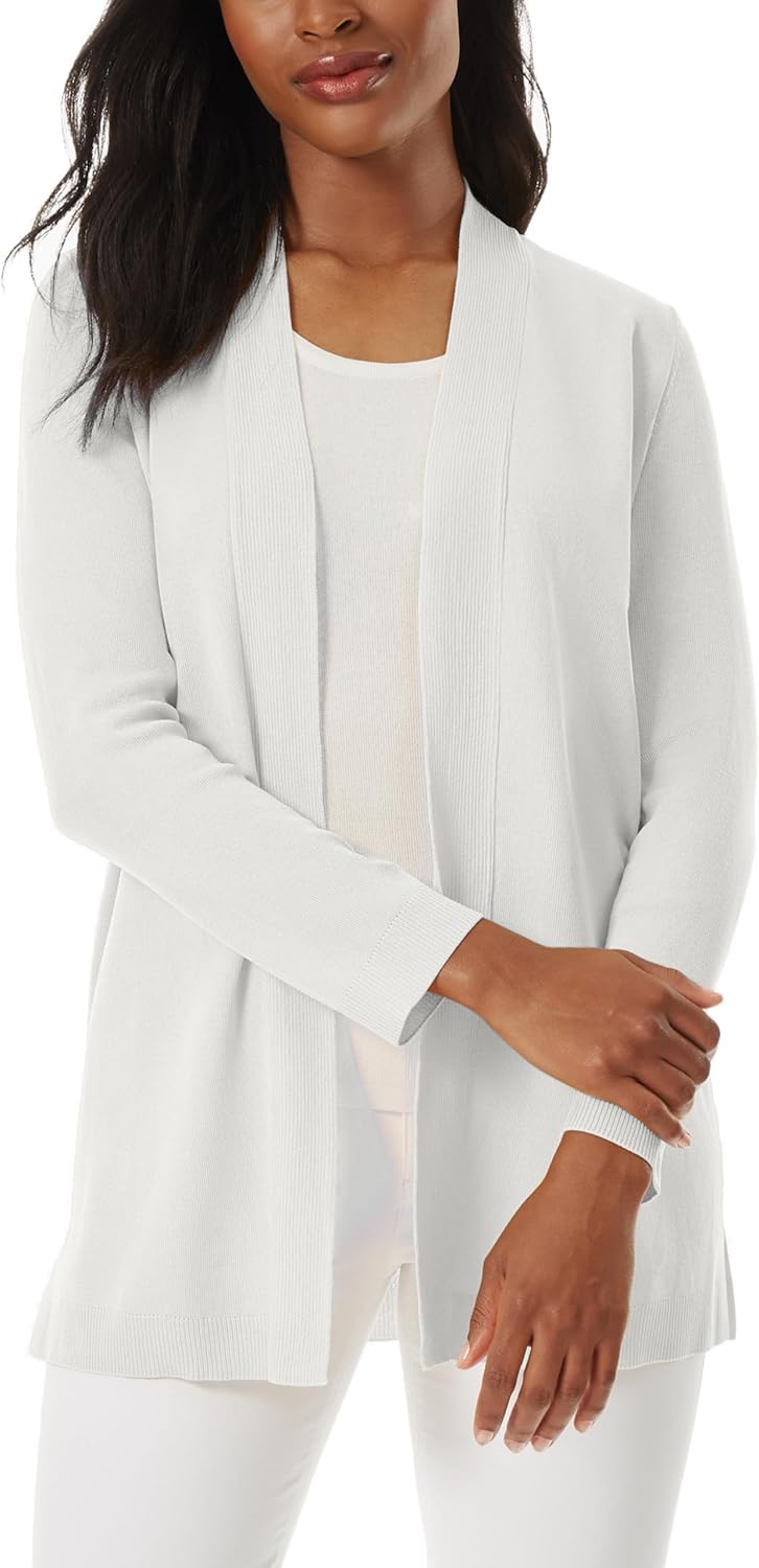 Jones New York Womens Icon Open Front Cardigan Sweater