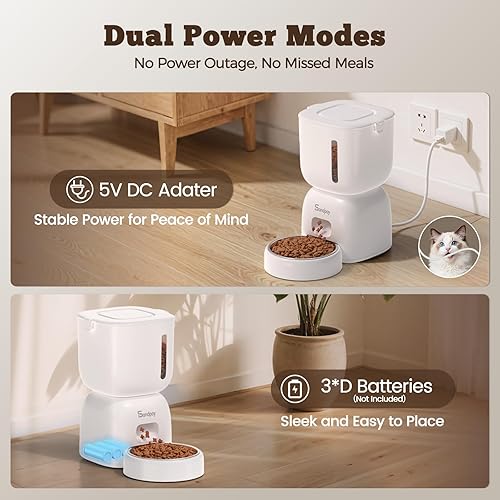 Miniatura 9 de Alimentador automático para gatos y dispensador de agua FW1, dispensador de comida para gatos de 3 litros con tapa de bloqueo, juego dos en uno para