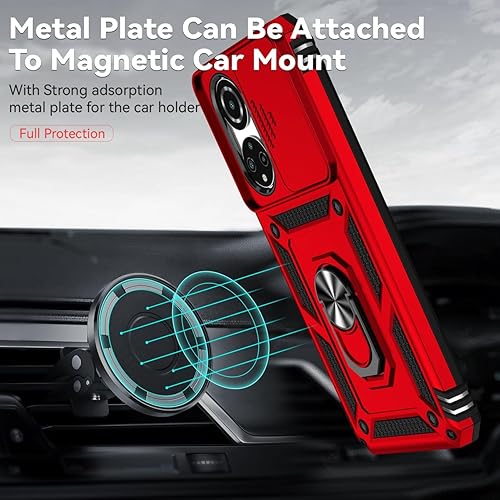 Miniatura 6 de Funda para Honor X7, CMA-LX2 CMA-LX1 con protector de pantalla de vidrio templado y cubierta de cámara deslizante, soporte de anillo magnético para