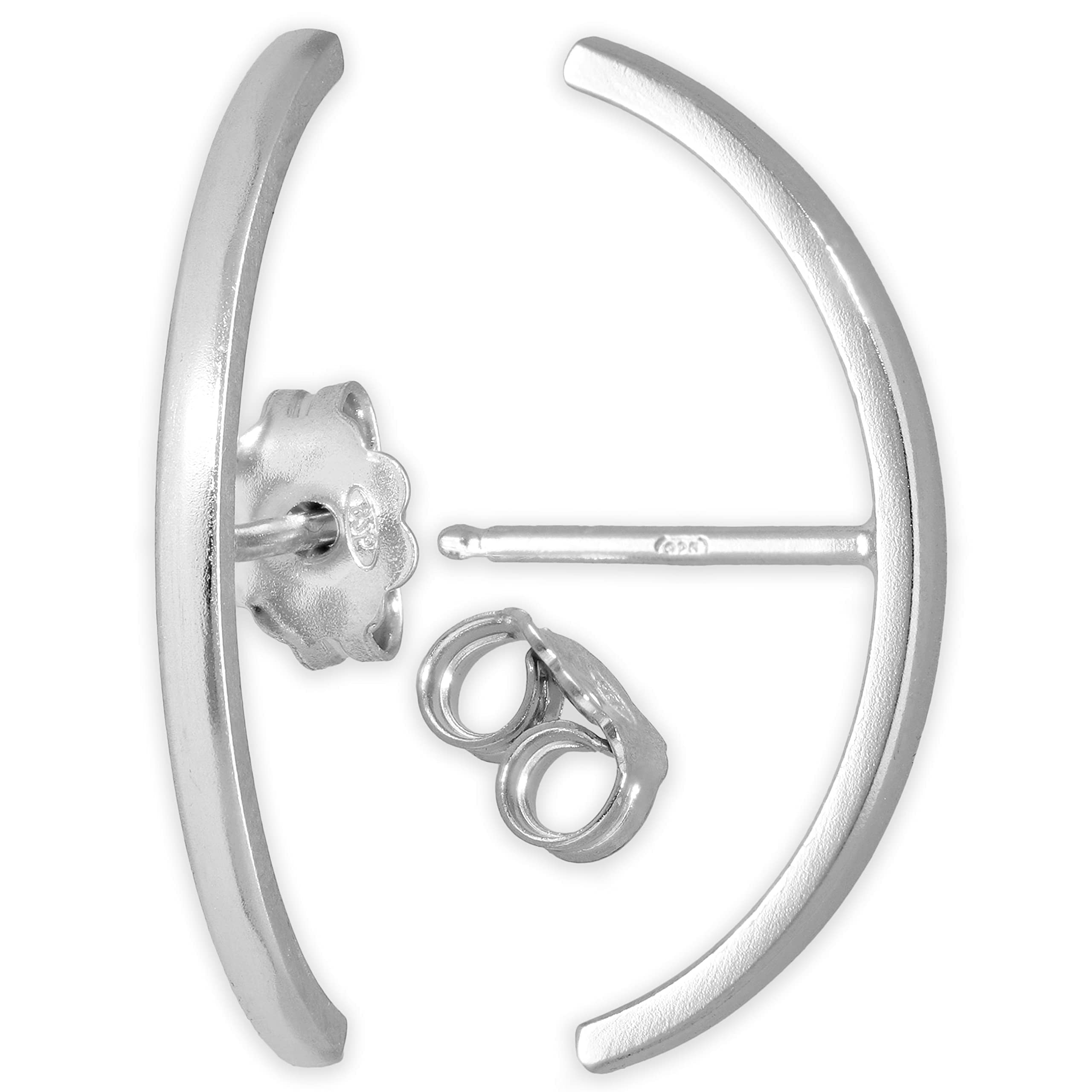 Gebogene minimalistische Bar Ohrstecker Ohrringe aus 925 Sterlingsilber – puristisch, elegant und hypoallergen – handmade by Emmanuela