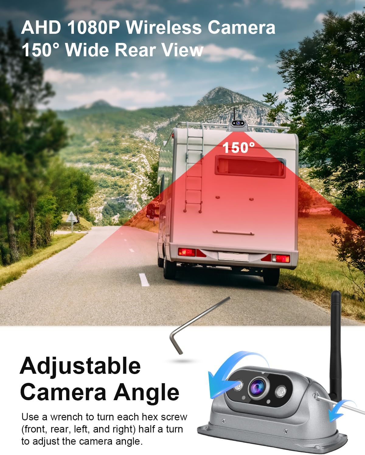 Dual Wireless Backup Cameras System with 10.26" 1080P HD IPS Touch Screen-No Delay,IP69K Waterproof, Super Night,Wide Split Screen 2-Channel for Safe Reversing for RV,Trailer,Camper,5th Wheel,Truck