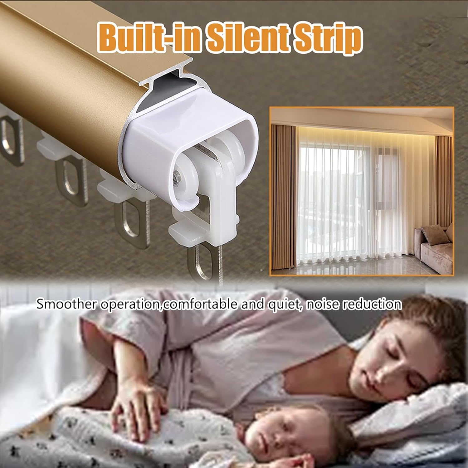 Heavy-Duty Curtain Track System, Double Curtain Rods for Windows with Wall Mount, Sliding Curtains Track and Decorative Drapery Rod for Curtains and Drapes(Black,2.4m(7.9ft))