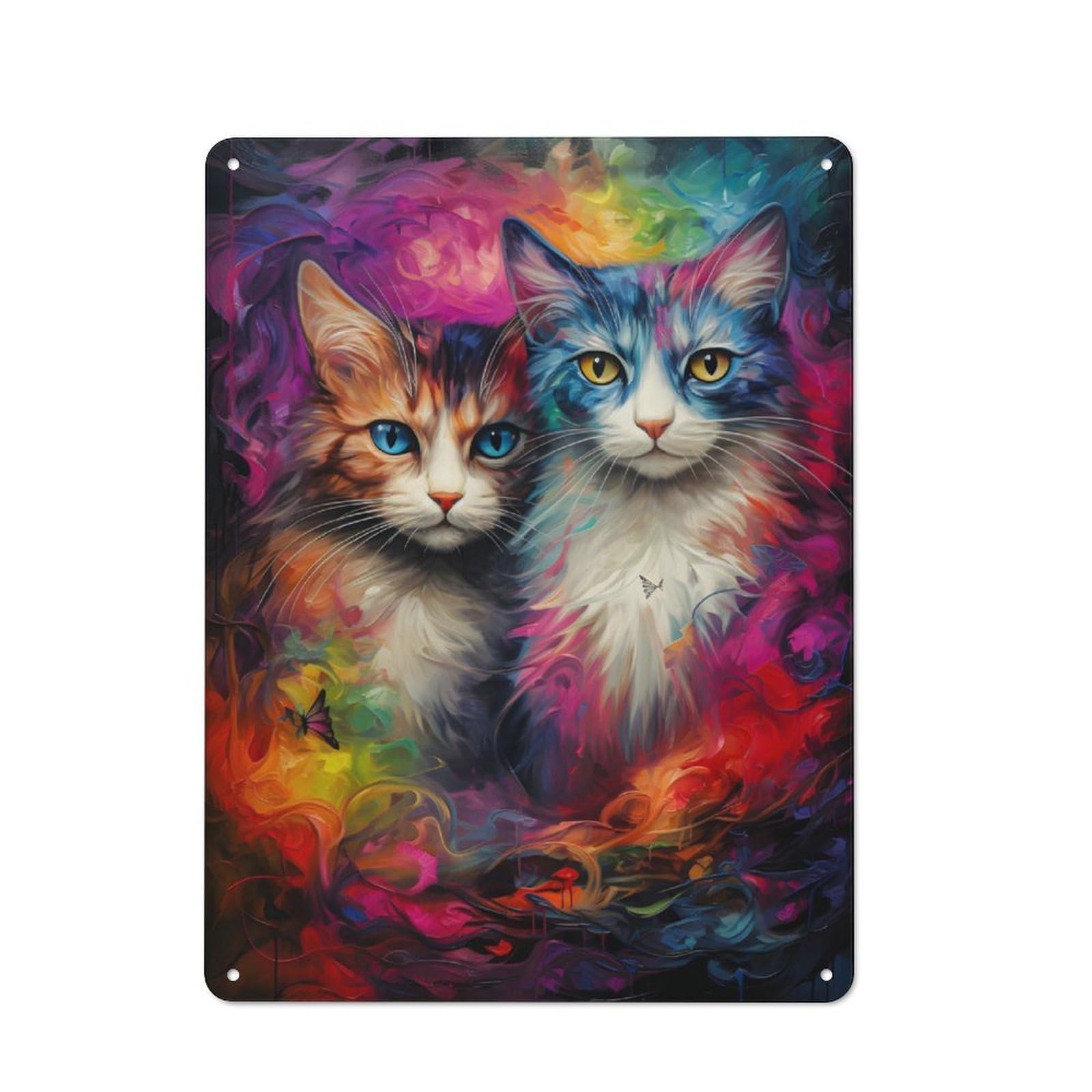 Junmoney Cats Painting 40X30cm Retro Tin Wall Plaque With For Pub Or Café, A Winter Wall Decor Update For Café Interior Fans