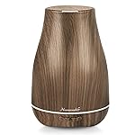 Aromatherapy Essential Oil Diffuser for Room: Air Humidifier Aroma Scent Cool Mist Diffusers Colorful Light Cute Mini Small Waterless Auto Off Ultrasonic for Home Bedroom (Brown Wood Grain)