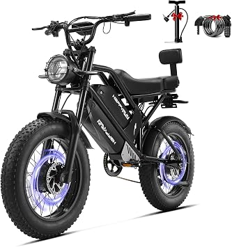 HAPPYRUN G70 Pro Dual Motor Electric Bike for Adults 5000 Peak Motor Removable Dual Battery All-Terrain 20" Fat Tire Ebike 36MPH 85+ Miles 38Ah Battery Hydraulic Disc Brake
