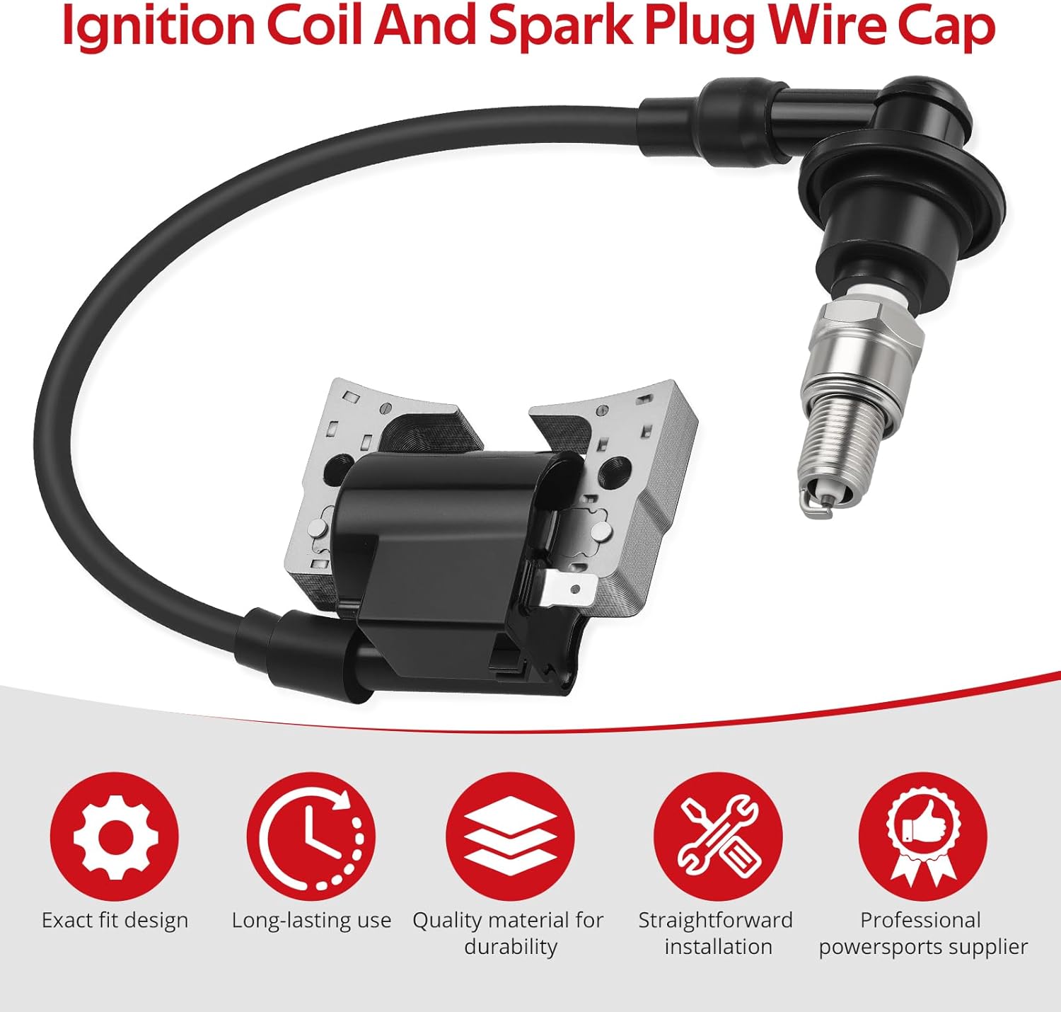 JAVIK Ignition Coil And Spark Plug Wire Cap for Yamaha G11 G16 G20 G21 G22 G23 G27 G28 A YDRA DR2A YTF1 YTF2 1996-2019 O.E.M# JN6-85640-01-00 JE8-82372-00-00