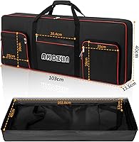 Vista 2 de AKOZLIN Funda para teclado de piano eléctrico de 61 teclas con correas ajustables y 5 bolsillos para accesorios de teclado, funda de teclado de 61