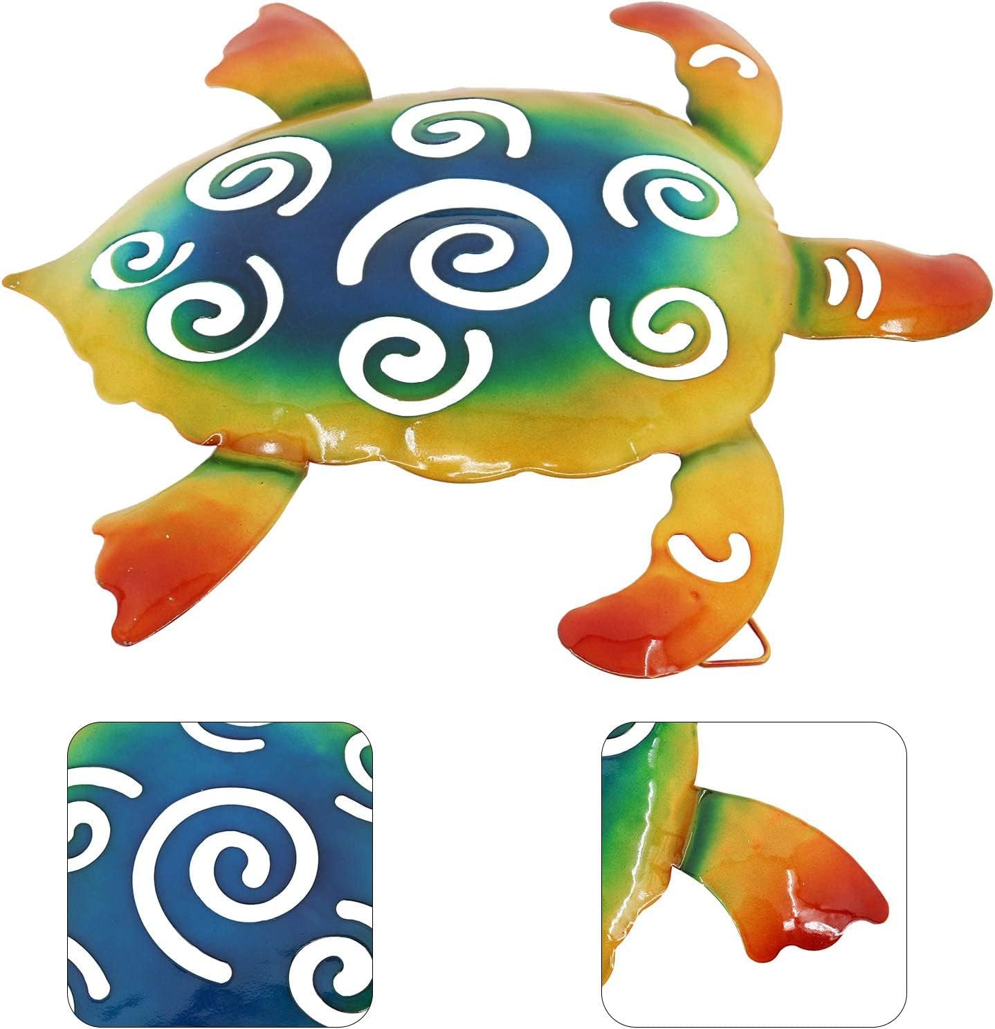 HOMOKUS Sea Turtle Wall Decor, 3 Pcs Metal Turtle Wall Art Turtle Wall Decor, Sea Turtle Decor Hanging Beach Wall Decor Beach Decorations for Home, Bathroom, Outdoor, Indoor