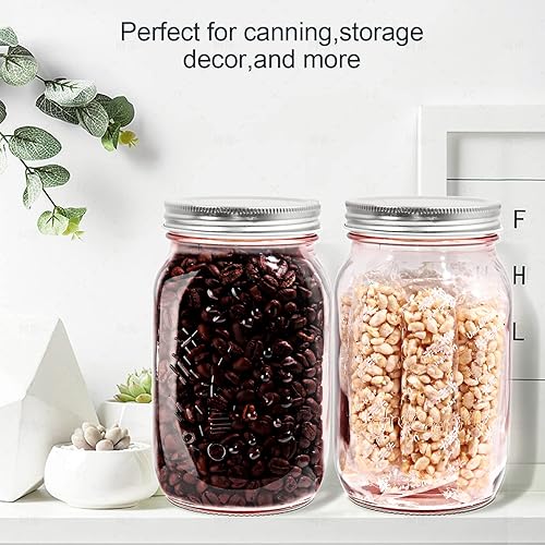 Miniatura 10 de Amzcku Tarros de vidrio multifunción de 32 onzas con tapas, de boca ancha, para almacenamiento, conservas, conservas, conservas, fermentación,