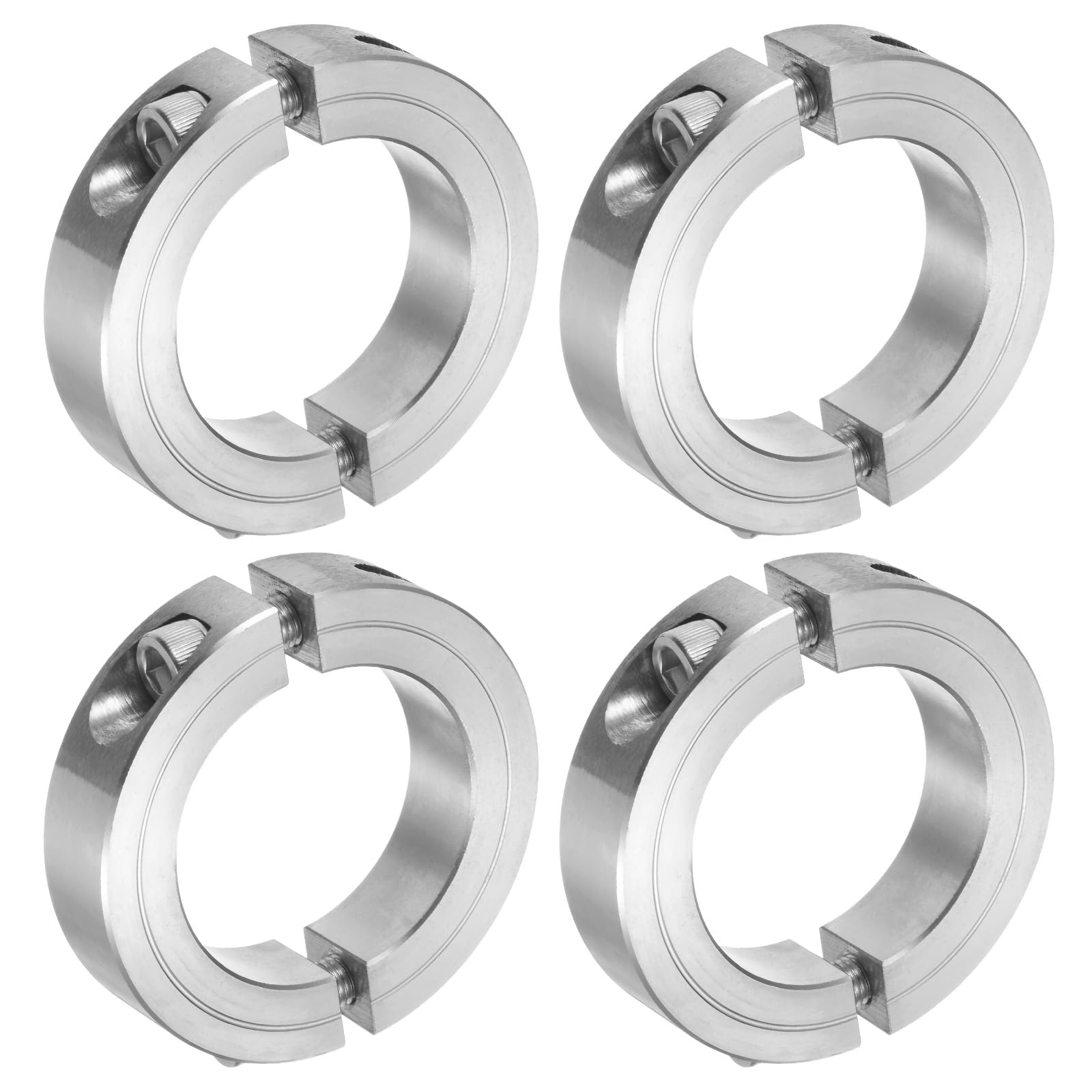QUARKZMAN 4pcs Abrazadera de Eje Dividida Doble para Eje de 1-7/8", Collar de Sujeción de Dos Piezas, 2-7/8" de Diámetro Exterior, 11/16" de Grosor, Collar de Eje de Acero Inoxidable 304