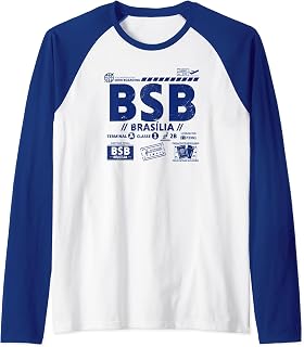 Vintage Brasilia BSB Airport Code Travel Day Retro Tag BSB Raglan Baseball Tee