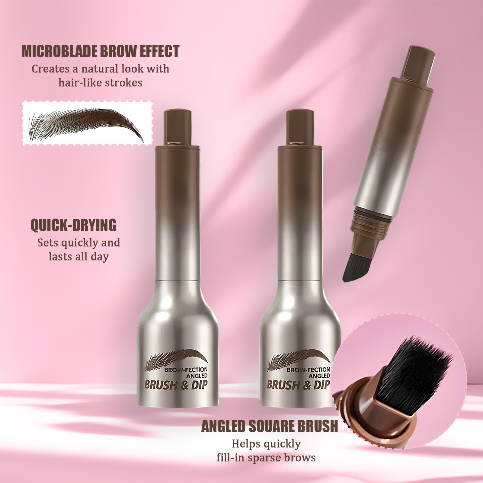 Liftique Instant Brow Brush,Beauty Brow Liquid Eyebrow Pen for Women Angled Brush Eyebrow Pencil Long Lasting Waterproof Anti Smudge Multi purpose Create Natural Eyebrow Shape (Gray Brown) - Image 3