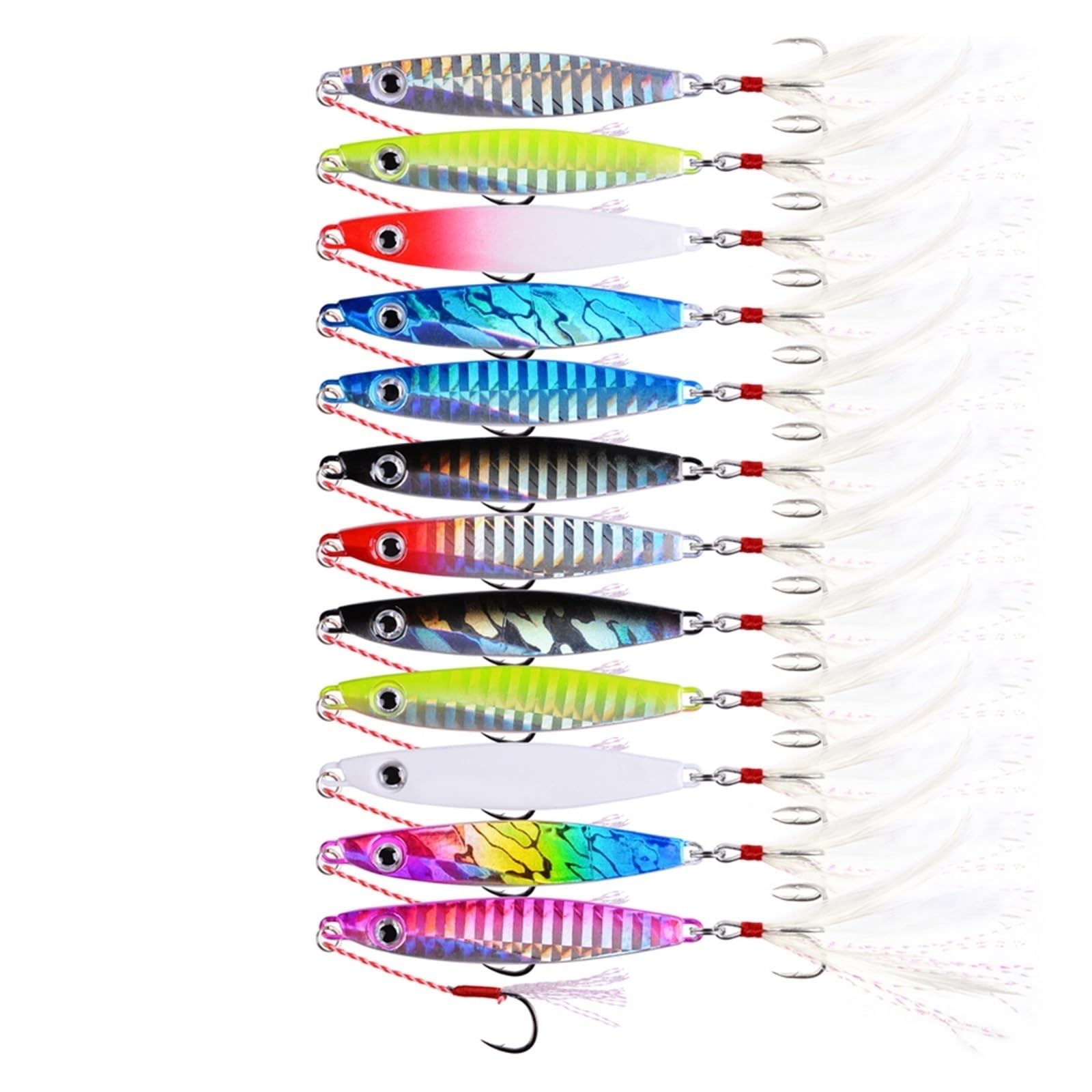 INEOUT 12pcs Esche da Pesca in Metallo Jig 7g 12g 17g 22g 30g 40g Maschere Pesca in Mare Cucchiaio Esca Affondamento Esca Jigging Vibe Lama for Luccio Spigola
