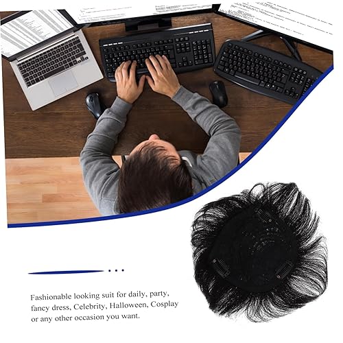 Miniatura 5 de Peluca de pelo para hombre, parche calvo masculino, pieza de peluca invisible, bloque de repuesto 5.1x5.5 in