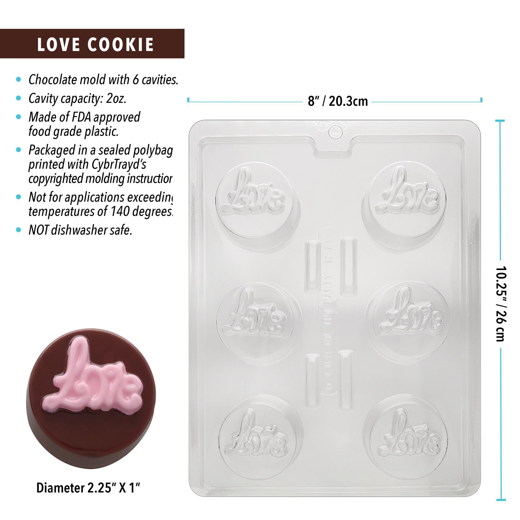 Cybrtrayd W071 Love Cookie Wedding Chocolate Candy Mold by CybrTrayd