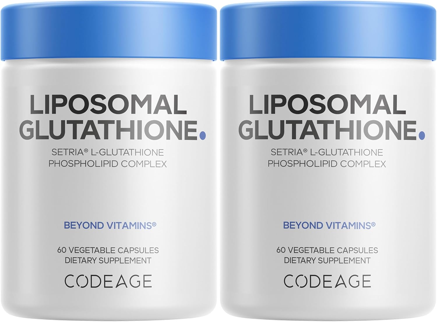 Codeage Liposomal Glutathione Supplement - Pure Reduced Setria L-Glutathione, Liposomal Delivery, Phospholipid Complex - Vegan, Non-GMO - 2-Pack