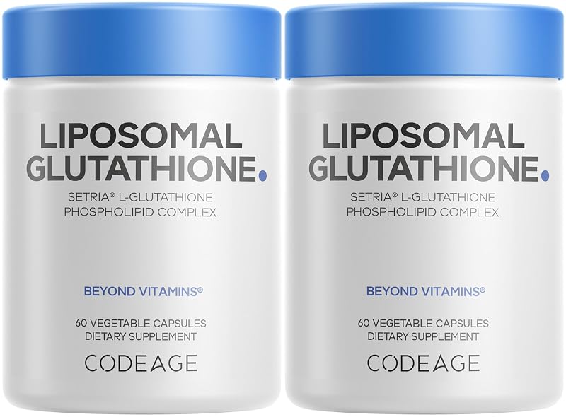 Codeage Suplemento de Glutationa Lipossomal Setria L-Glutathione 500 mg por porção, pacote com 2 (120 cápsulas)