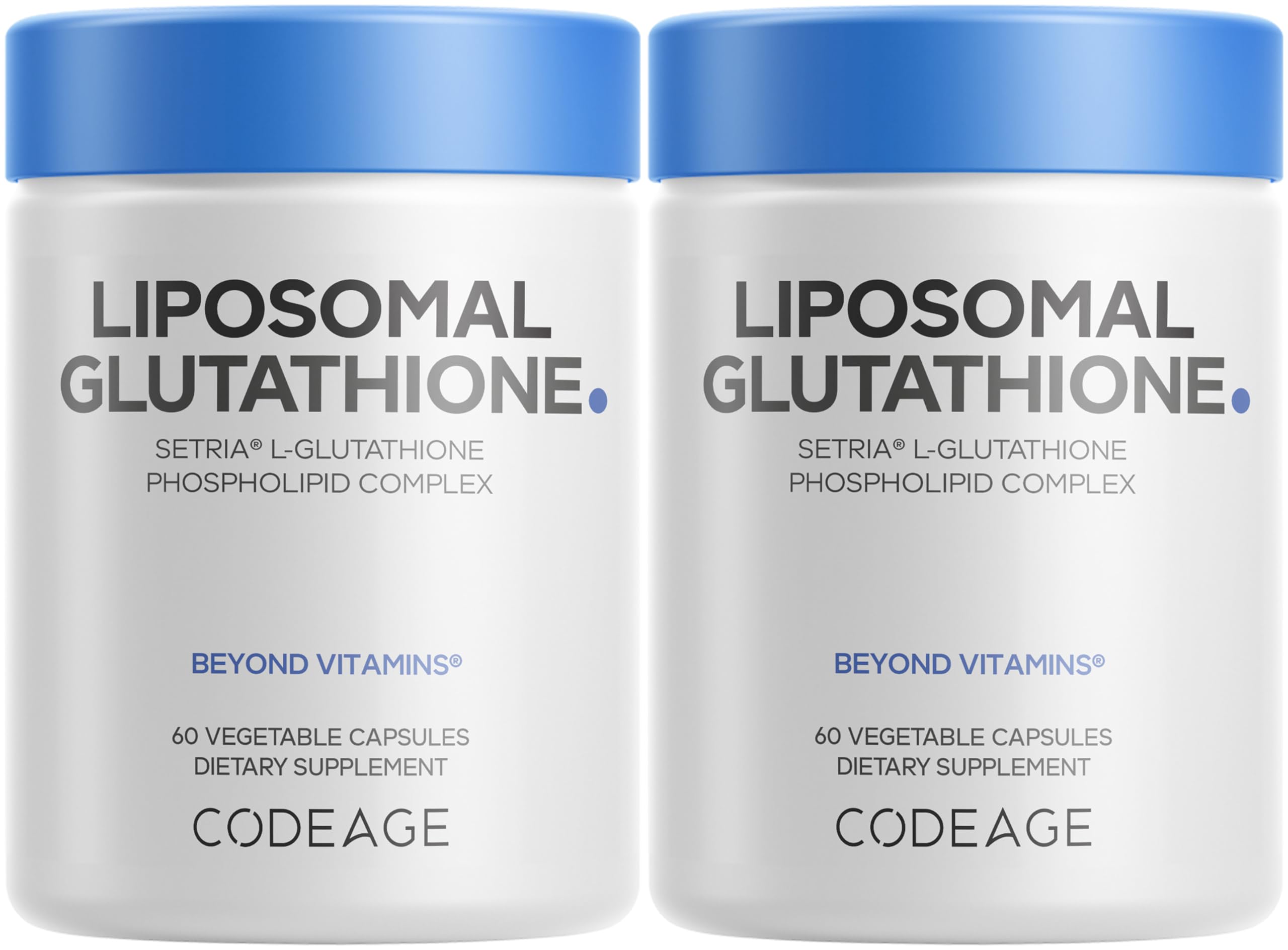 Codeage Liposomal Glutathione Supplement - Pure Reduced Setria L-Glutathione, Liposomal Delivery, Phospholipid Complex - Vegan, Non-GMO - 2-Pack