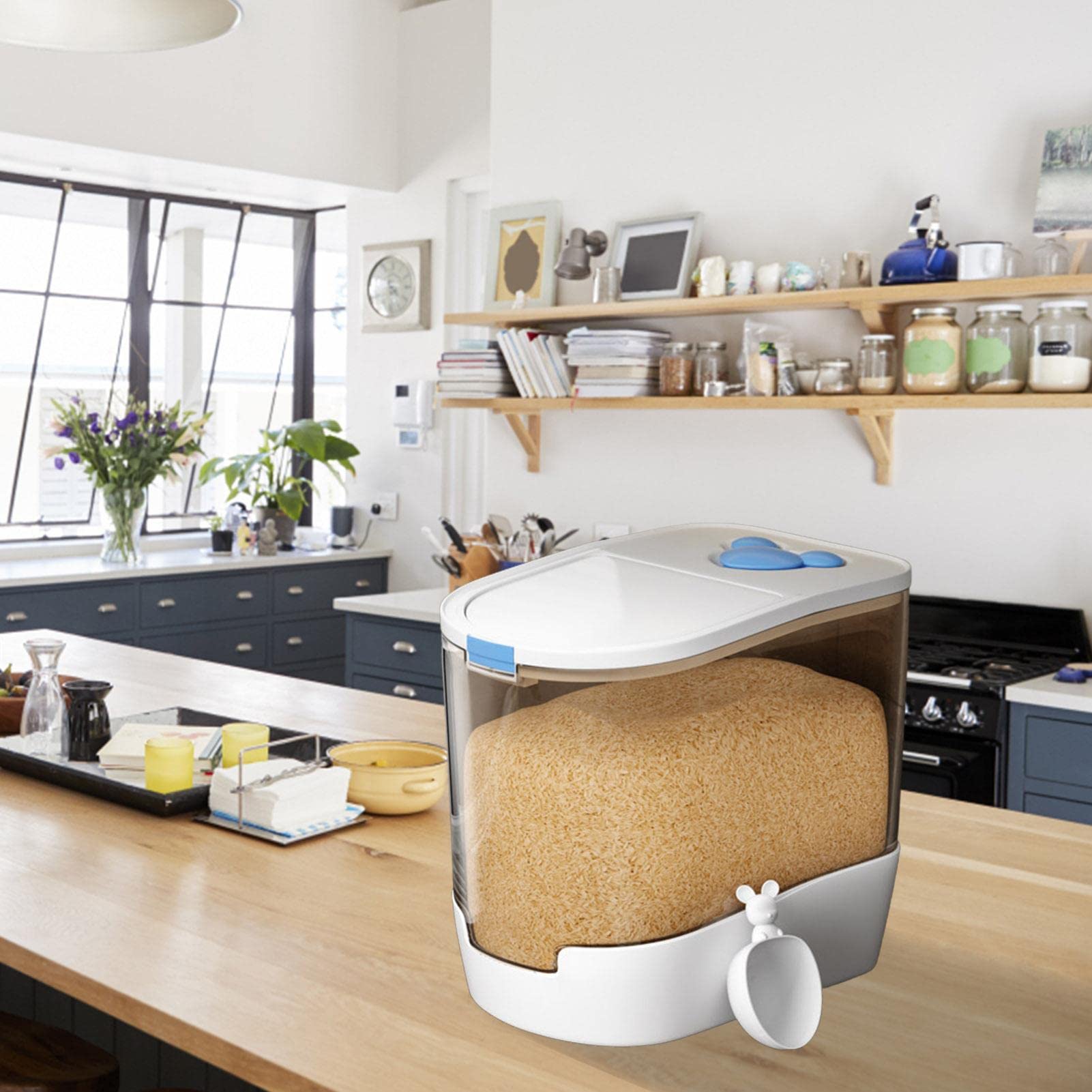 2 Contenitori Per Riso E Farina - Plastica Spessa, 2kg, Trasparenti, Con Coperchio Sigillante - Foto 4