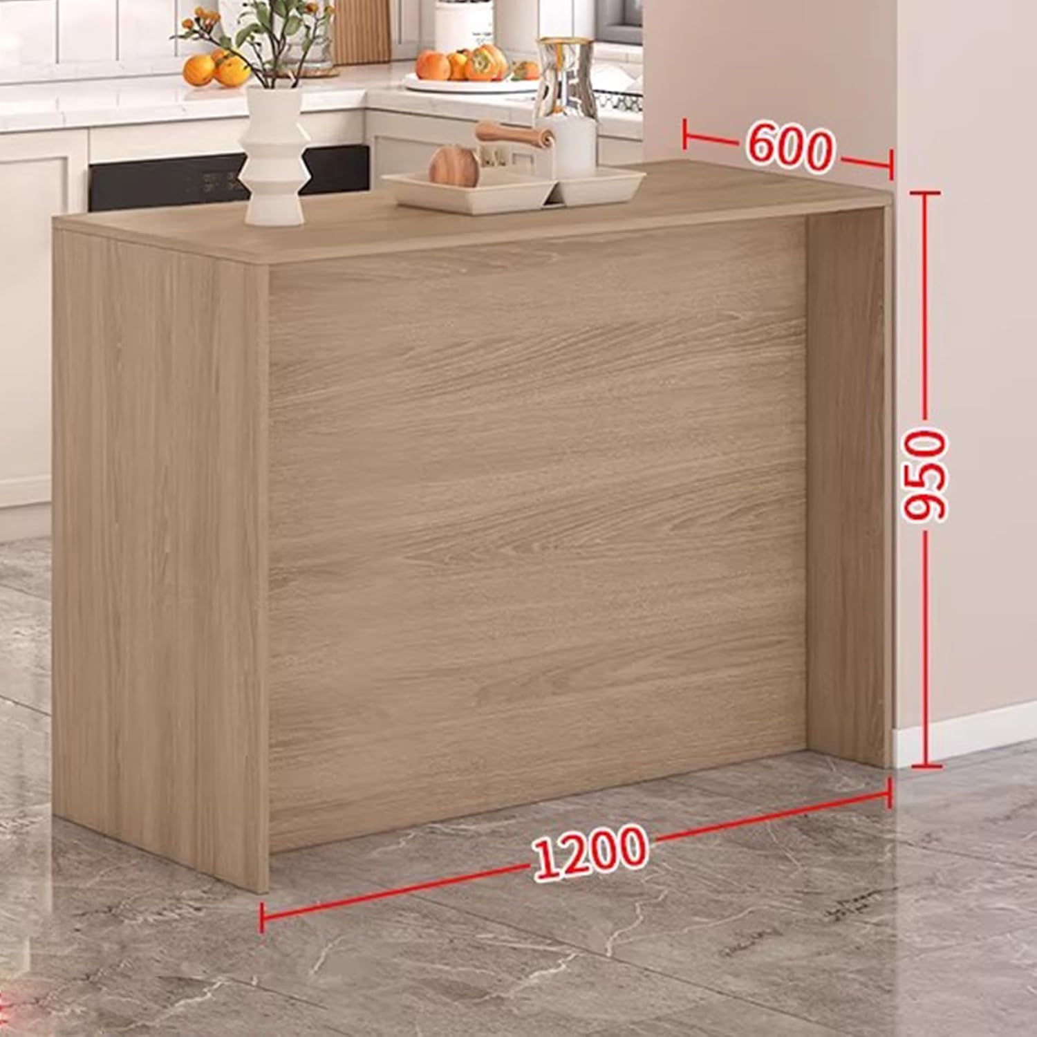 Storage Trolley Wood Kitchen Island Sideboard Cabinet with 3 Drawers & 2 Doors Freestanding Storage Shelving Organizer