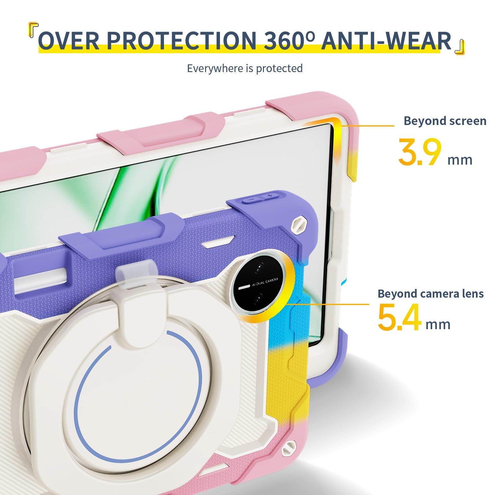 Etui dziecięce do tabletu Huawei MatePad Mini 8, cala, wytrzymałe, odporne na wstrząsy etui z TPU podpórką Wytrzymałe ochronne paskiem ramię(Pembe)