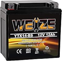 Vista 16 de Weize YTX12-BS - Batería de motocicleta de alto rendimiento, sin mantenimiento, sellada YTX12 BS AGM, baterías recargables ATV compatibles con Honda