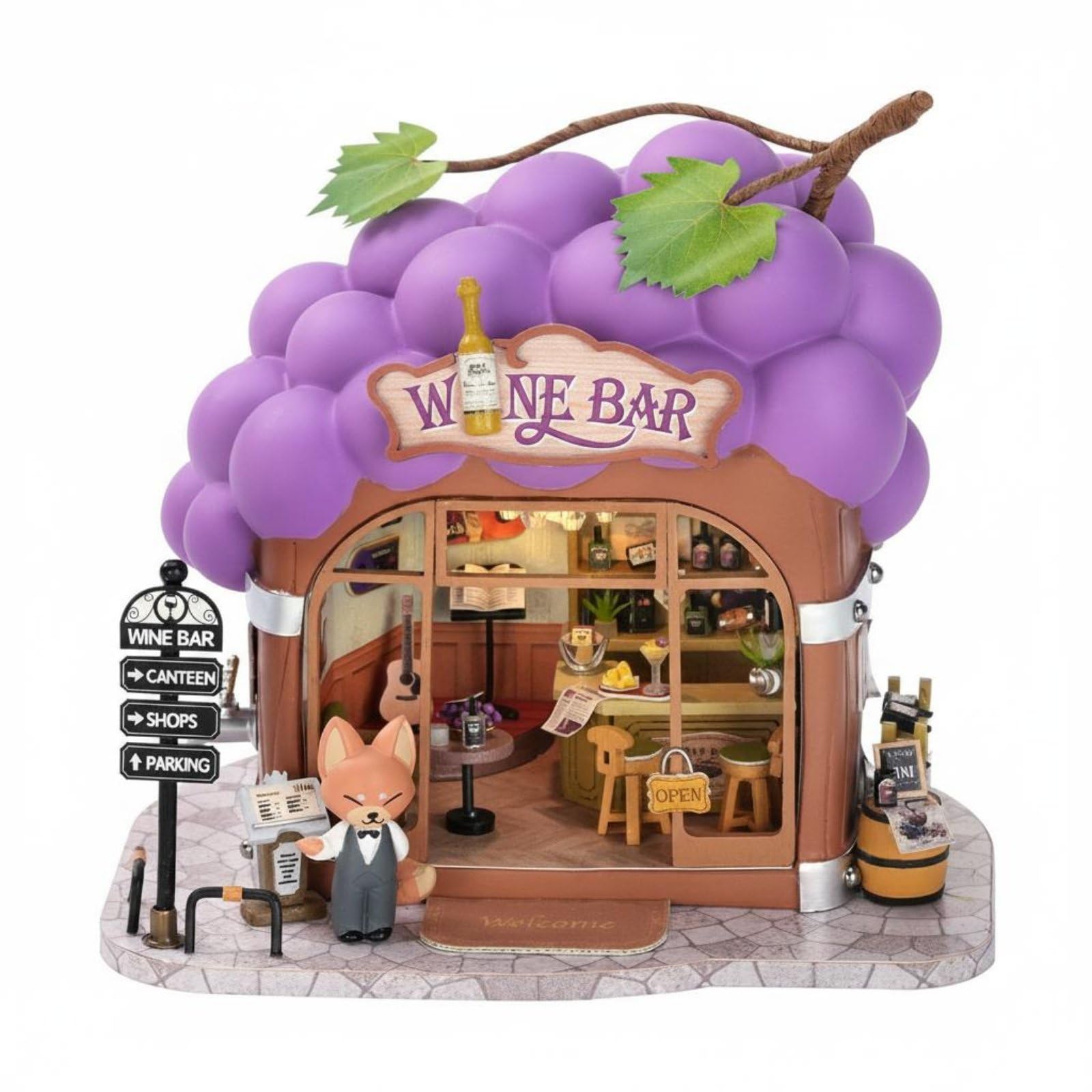 Industrial Scene Modello in Miniatura Fai da in Miniatura Negozio in Miniatura Diorama Frutta per Hobbisti con Luci LED Adatto per Regalo Collezione, Fox Bar