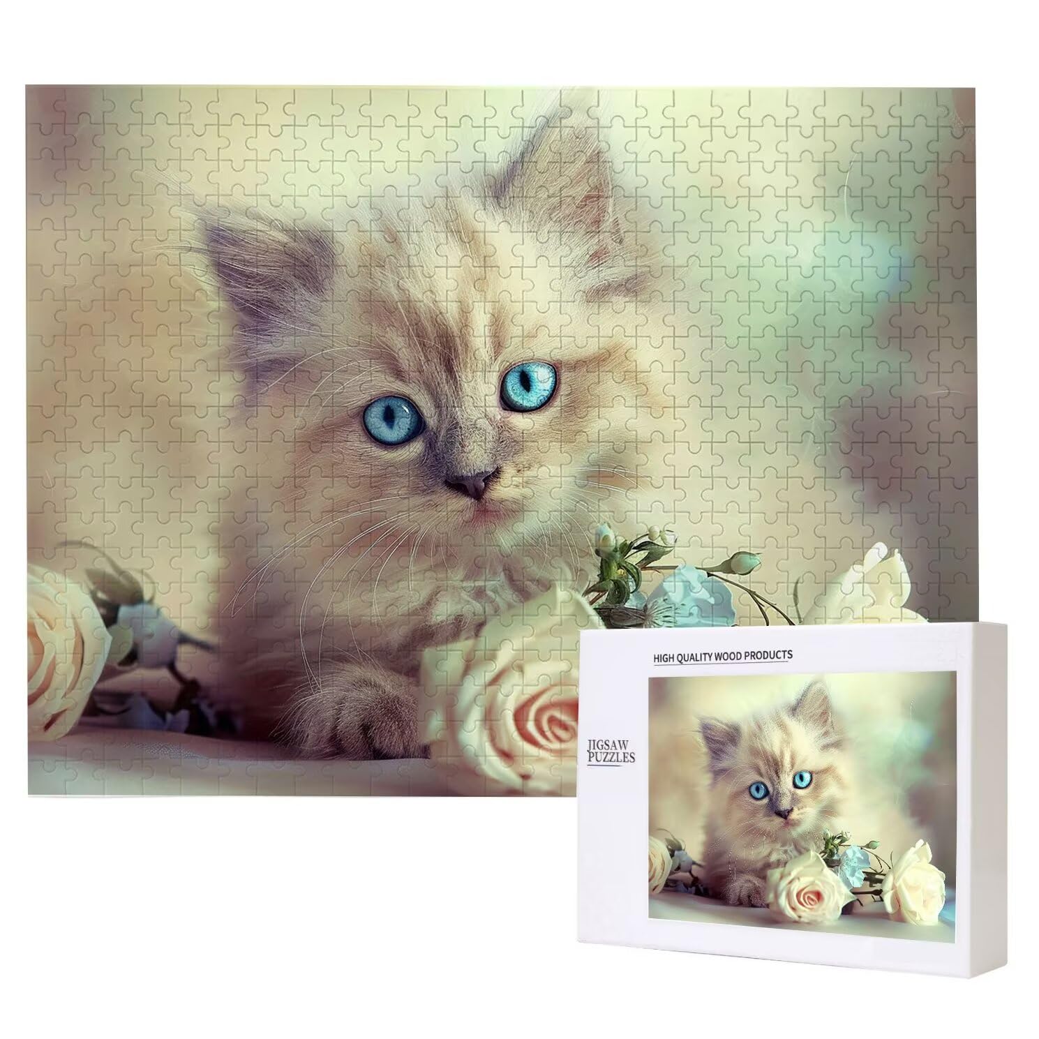 Puzzle 3000 sztuk, puzzle dla dorosłych, niemożliwe, trudne, wyzwanie, gry logiczne DIY dla całej rodziny, prezenty dla kobiet, prezenty dla mężczyzn, kreatywne hobby, temat: kwiaty kota 3 K0F-859
