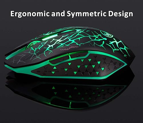 Miniatura 4 de TENMOS K6 - Mouse inalámbrico para juegos mouse óptico LED silencioso recargable con receptor USB 3 niveles de DPI ajustables y 6 botones compatible