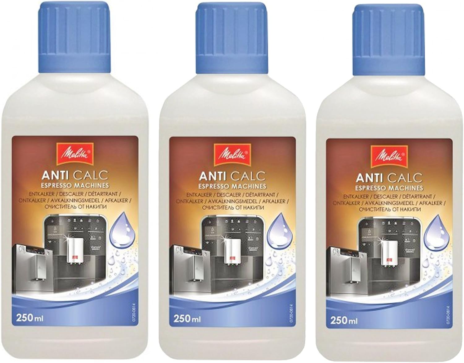 Melitta Genuine Espresso Coffee Machine Anti Calc Descaler Decalcifier Cleaner 250ml (Pack of 3