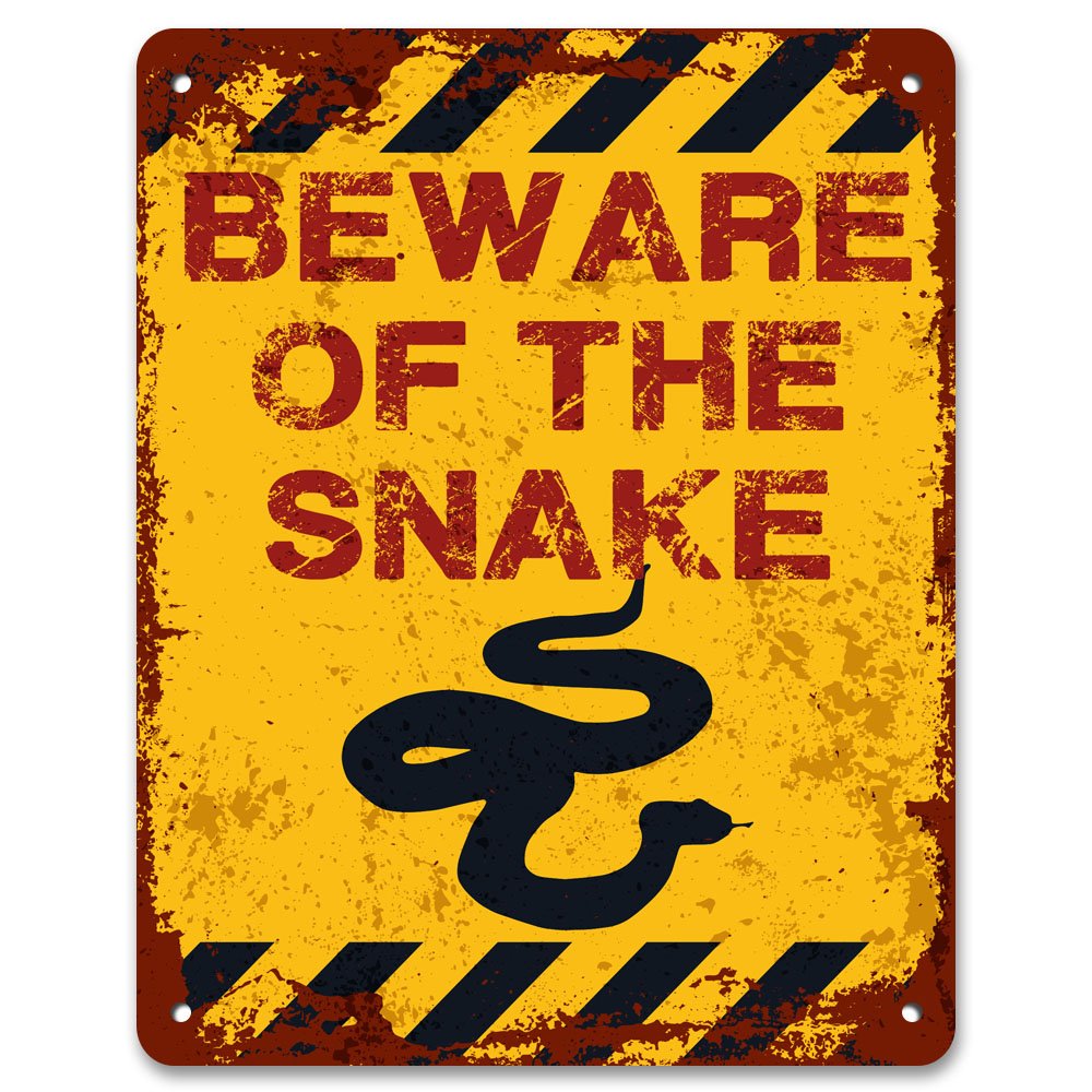 Print Crafted - Beware Of The Snake | Vintage Metal Garden Warning Sign