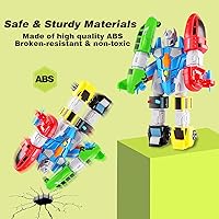 Vista 5 de SOMMER 5-in-1 Magnetic Vehicles Toy Playset, Mix and Match STEM Stacking Assembling Car Kit with Storage Box, Transform into Robot, Birthday Gift