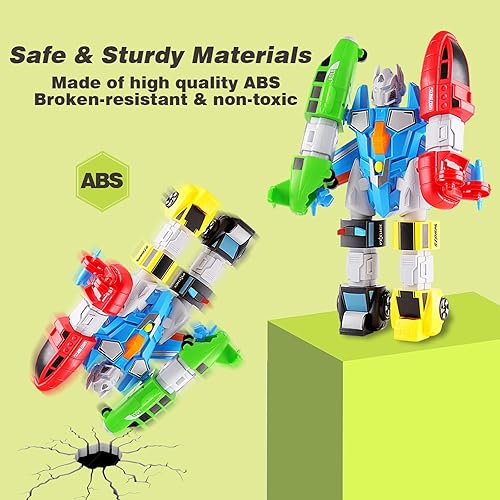 Miniatura 5 de SOMMER Juego de vehículos magnéticos 5 en 1, mezcla y combina el kit de auto apilable STEM con caja de almacenamiento, transforma en robot, regalo