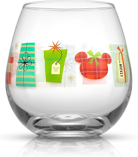 Miniatura 7 de JoyJolt Disney Mickey Mouse Joy O Joy - Copas de vino sin tallo, juego de 4 copas de vino, regalos alegres y cosas de Disney de Navidad. Juego de